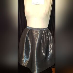 NWT. Honor high waisted metallic Black silk structured runway skirt .